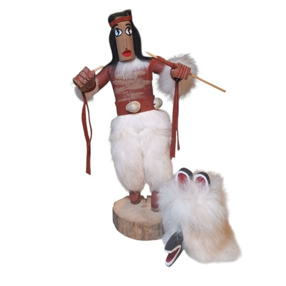 Kachina Doll Bear Mask BYLD Vintage Native American God Legend Folk Art Shell - Picture 1 of 15